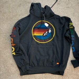 Aviator Nation Charcoal Hoodie with Multicolor Logo